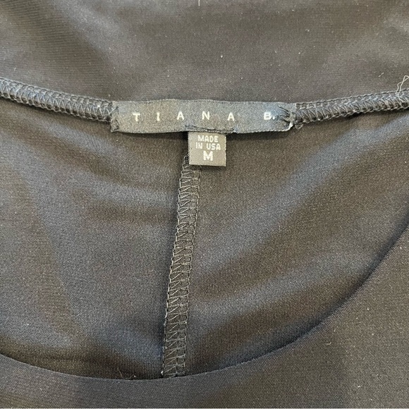 VINTAGE Tiana B Midi Dress | Black Cocoon Pleated Scoop Neck | Medium - Picture 6 of 9